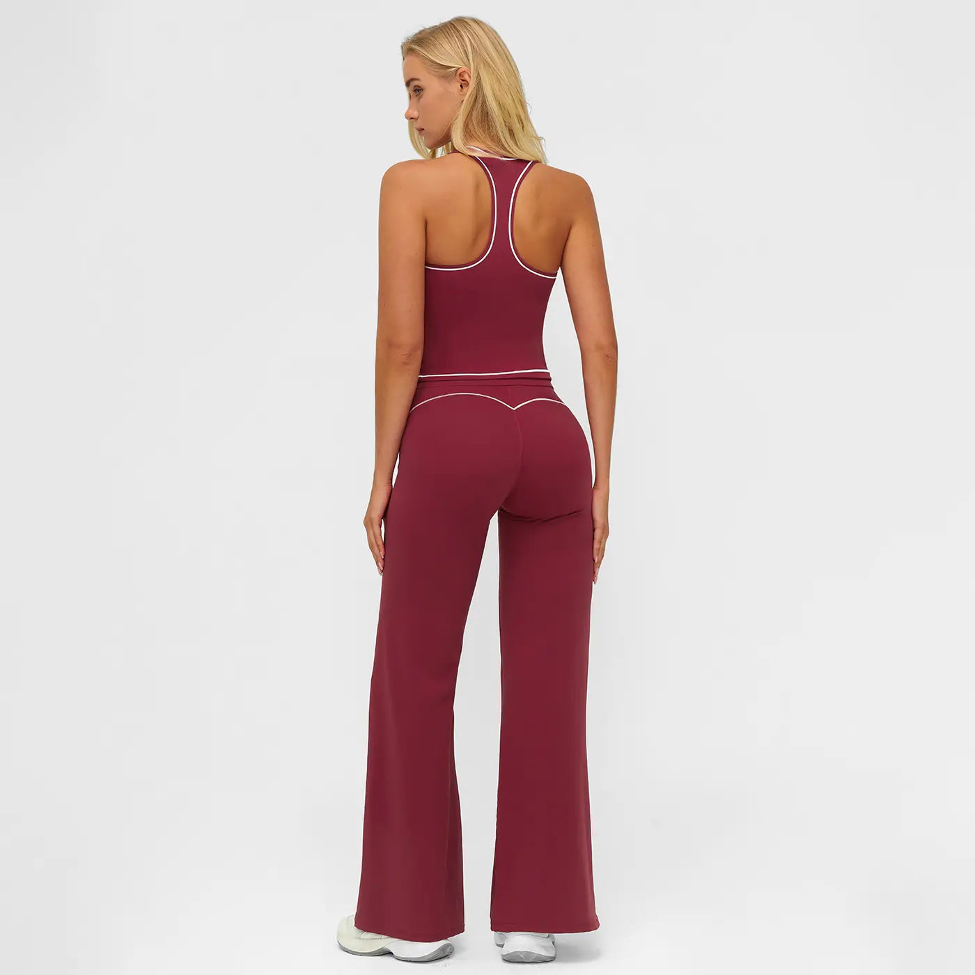 MFVIM Women'S Sporty Tracksuit Set - Casual Two-Piece Athletic Wear, 78% Nylon 22% Spandex, Ideal for Gym & Daily Activities, H-Shaped Back Design, Bell-Bottom Pants