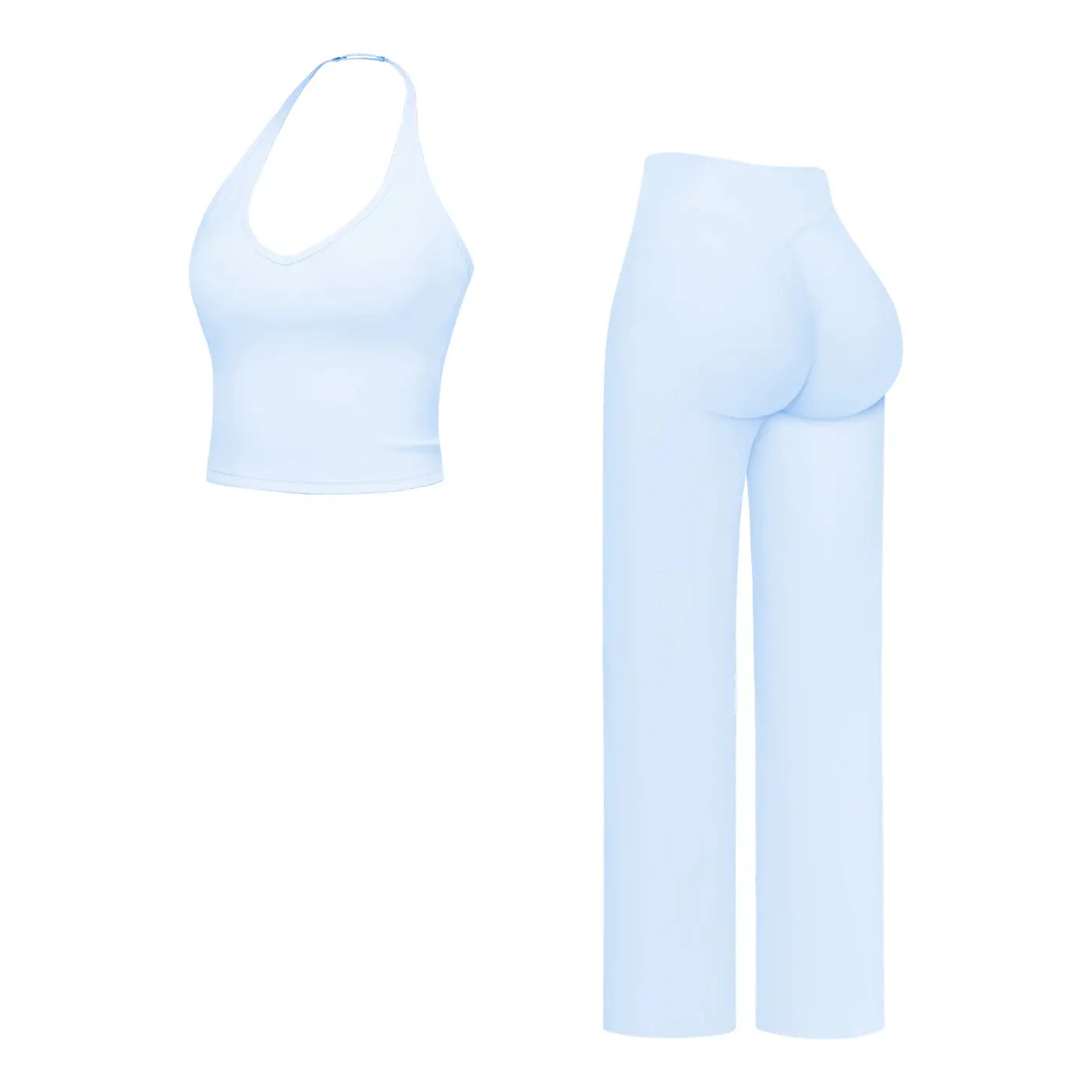 MFVIM Sporty Two-Piece Set Women’S Plain Crop Cami Top & Flare Leg Pants Sports Set, Sporty Casual Comfy Breathable Two-Piece Outfits for Yoga, Gym, Workout, Running, Gym Workout Clothes