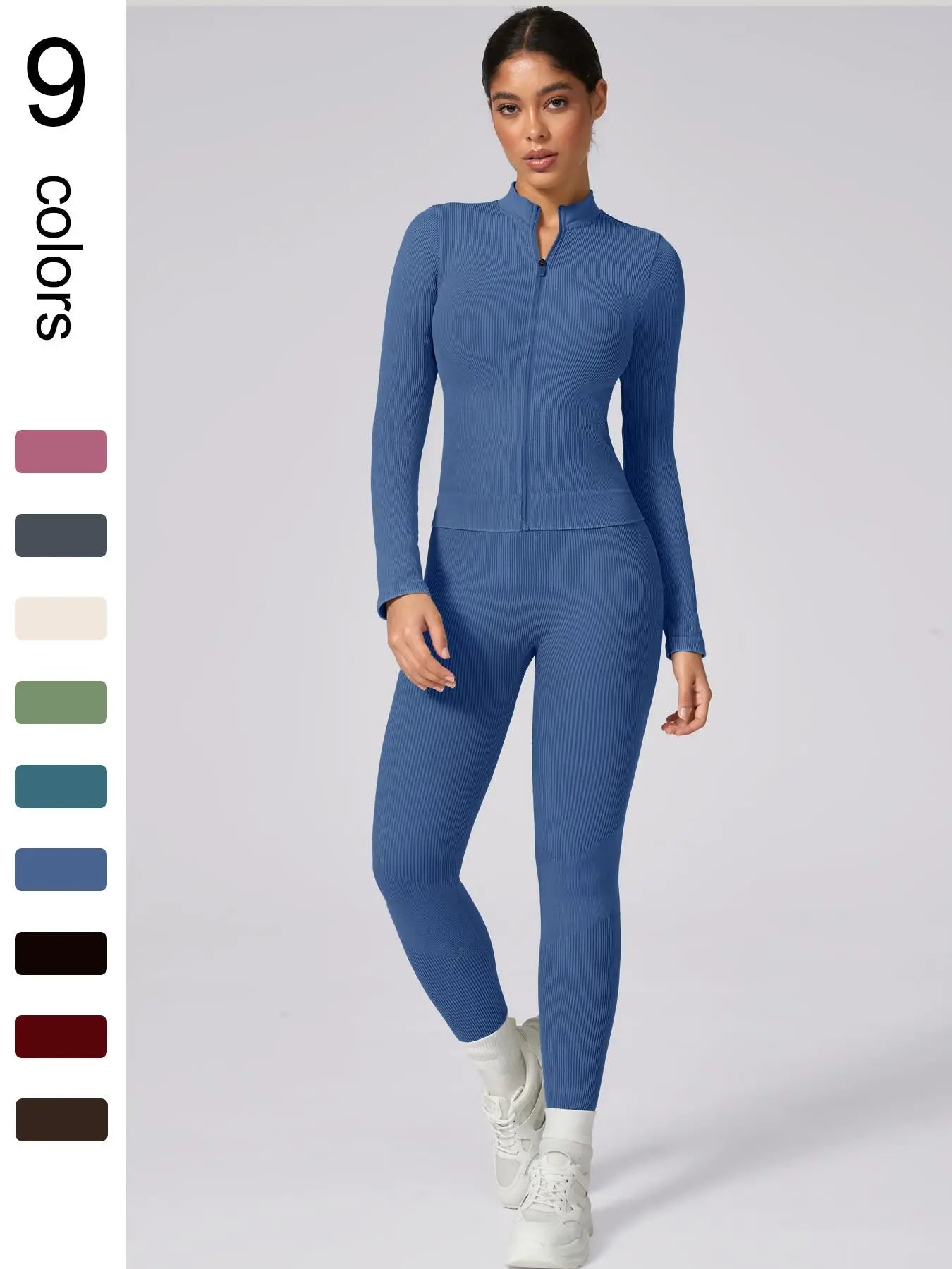 Women'S Plain Tracksuit Set, Sweatsuit Set, Sports Zip up Crop Jacket & High Waist Leggings, Ladies Spring & Fall Clothes, Gym Wear, Yoga Suit Outdoor, Sportswear Set, Athleisure Wear
