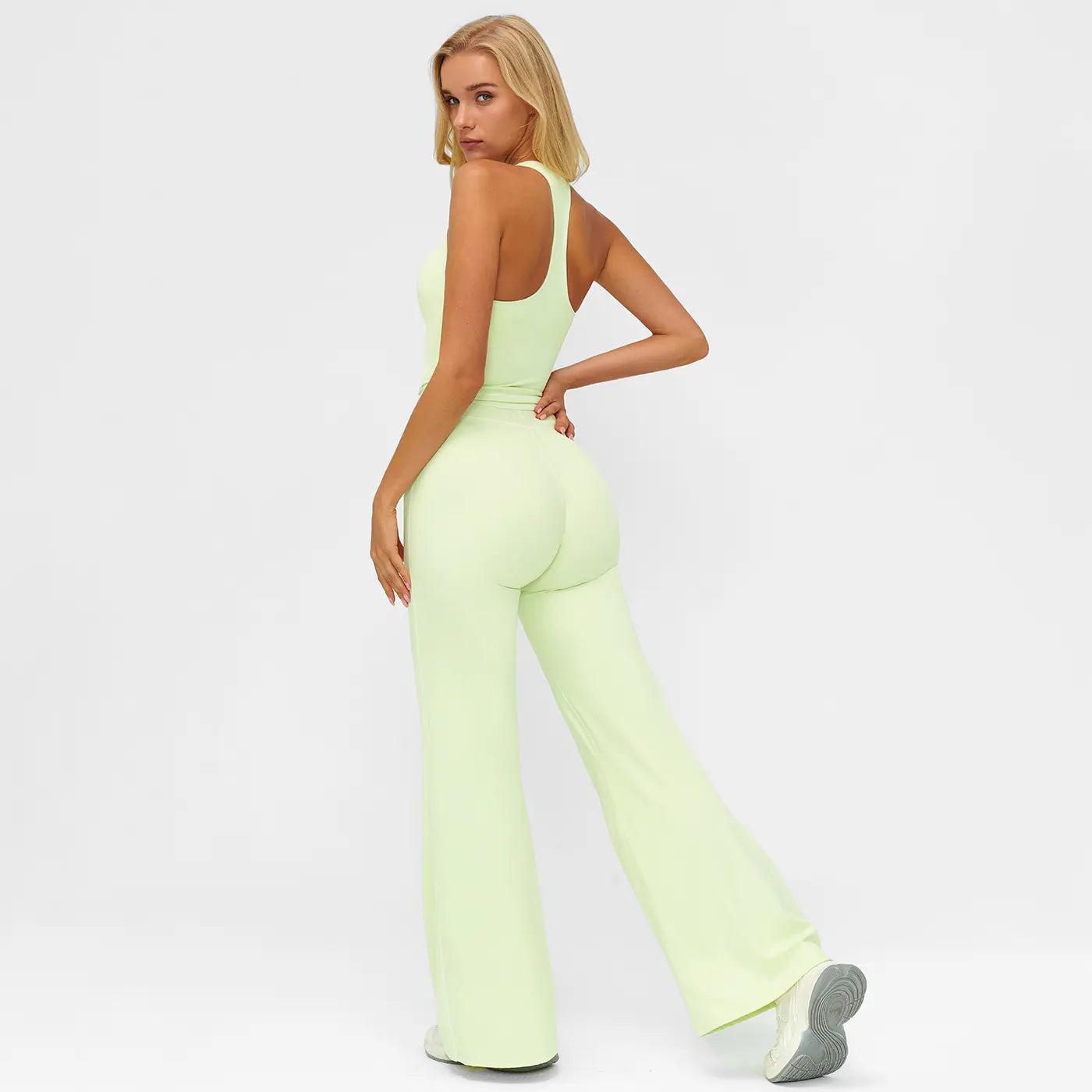 MFVIM Women'S Sporty Tracksuit Set - Casual Two-Piece Athletic Wear, 78% Nylon 22% Spandex, Ideal for Gym & Daily Activities, H-Shaped Back Design, Bell-Bottom Pants