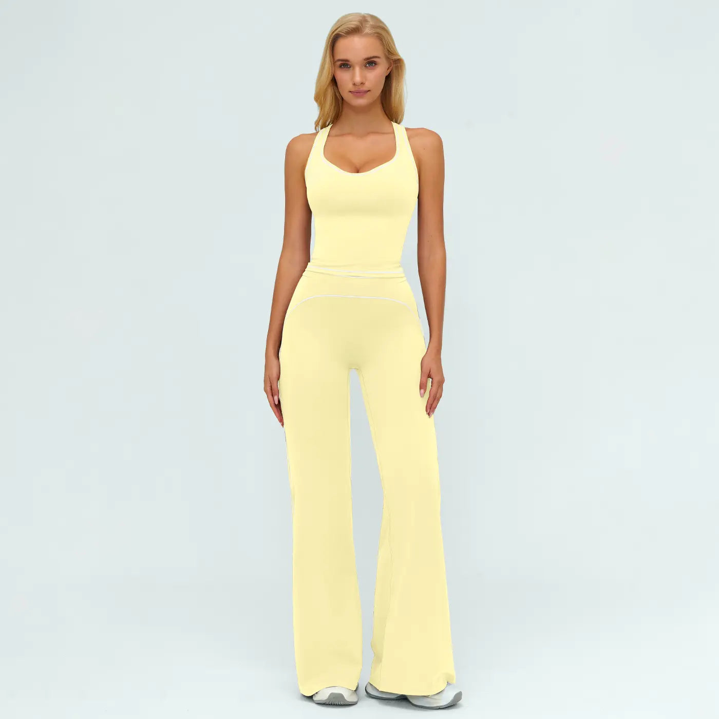 MFVIM Women'S Sporty Tracksuit Set - Casual Two-Piece Athletic Wear, 78% Nylon 22% Spandex, Ideal for Gym & Daily Activities, H-Shaped Back Design, Bell-Bottom Pants