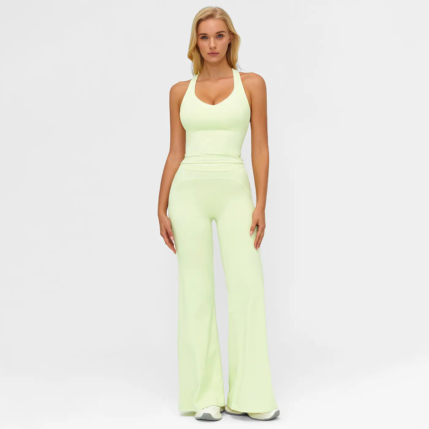 MFVIM Women'S Sporty Tracksuit Set - Casual Two-Piece Athletic Wear, 78% Nylon 22% Spandex, Ideal for Gym & Daily Activities, H-Shaped Back Design, Bell-Bottom Pants