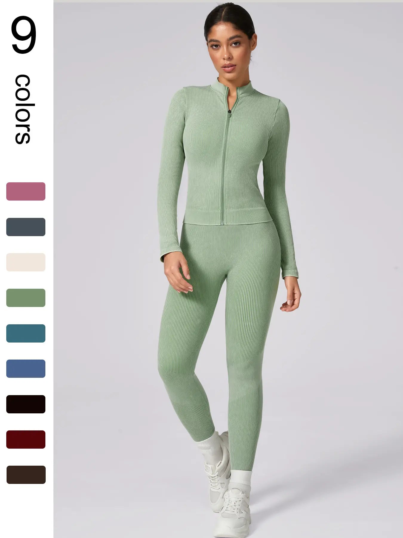 Women'S Plain Tracksuit Set, Sweatsuit Set, Sports Zip up Crop Jacket & High Waist Leggings, Ladies Spring & Fall Clothes, Gym Wear, Yoga Suit Outdoor, Sportswear Set, Athleisure Wear