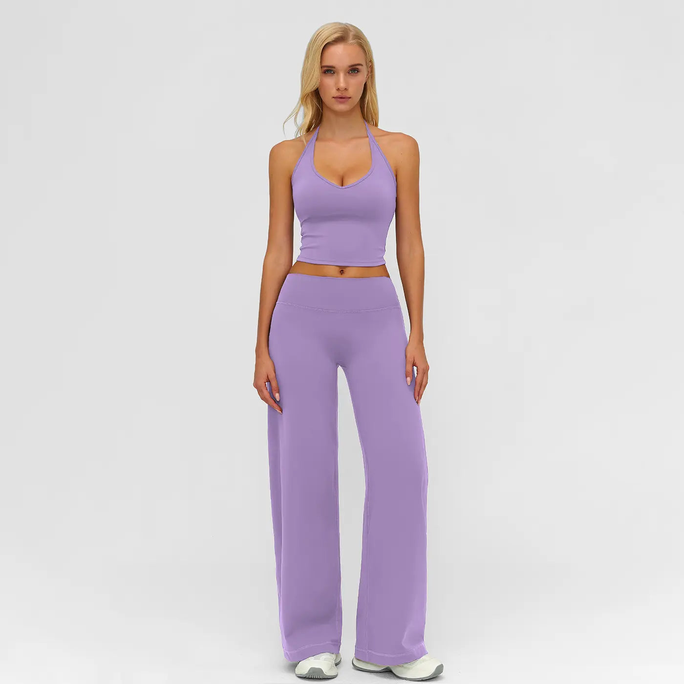 MFVIM Sporty Two-Piece Set Women’S Plain Crop Cami Top & Flare Leg Pants Sports Set, Sporty Casual Comfy Breathable Two-Piece Outfits for Yoga, Gym, Workout, Running, Gym Workout Clothes