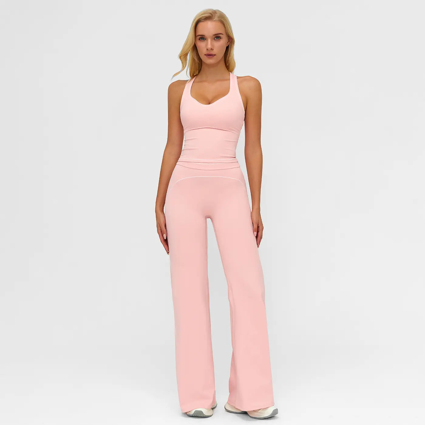 MFVIM Women'S Sporty Tracksuit Set - Casual Two-Piece Athletic Wear, 78% Nylon 22% Spandex, Ideal for Gym & Daily Activities, H-Shaped Back Design, Bell-Bottom Pants