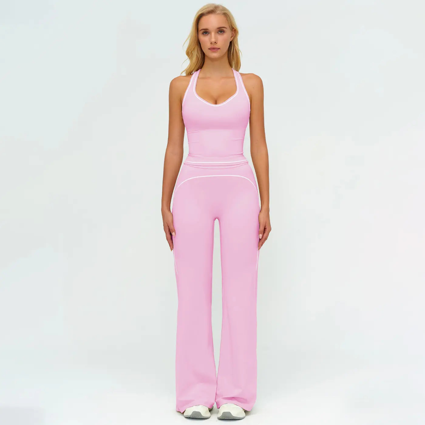 MFVIM Women'S Sporty Tracksuit Set - Casual Two-Piece Athletic Wear, 78% Nylon 22% Spandex, Ideal for Gym & Daily Activities, H-Shaped Back Design, Bell-Bottom Pants