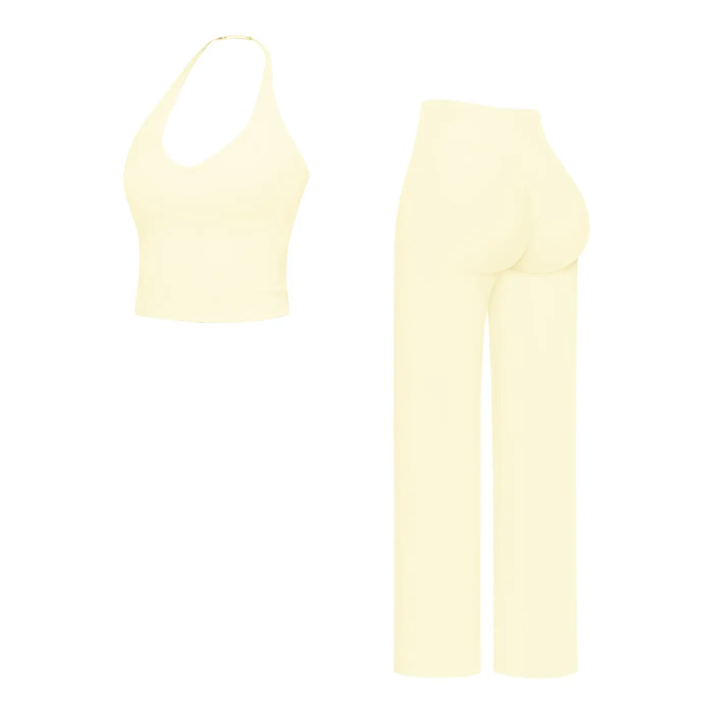 MFVIM Sporty Two-Piece Set Women’S Plain Crop Cami Top & Flare Leg Pants Sports Set, Sporty Casual Comfy Breathable Two-Piece Outfits for Yoga, Gym, Workout, Running, Gym Workout Clothes