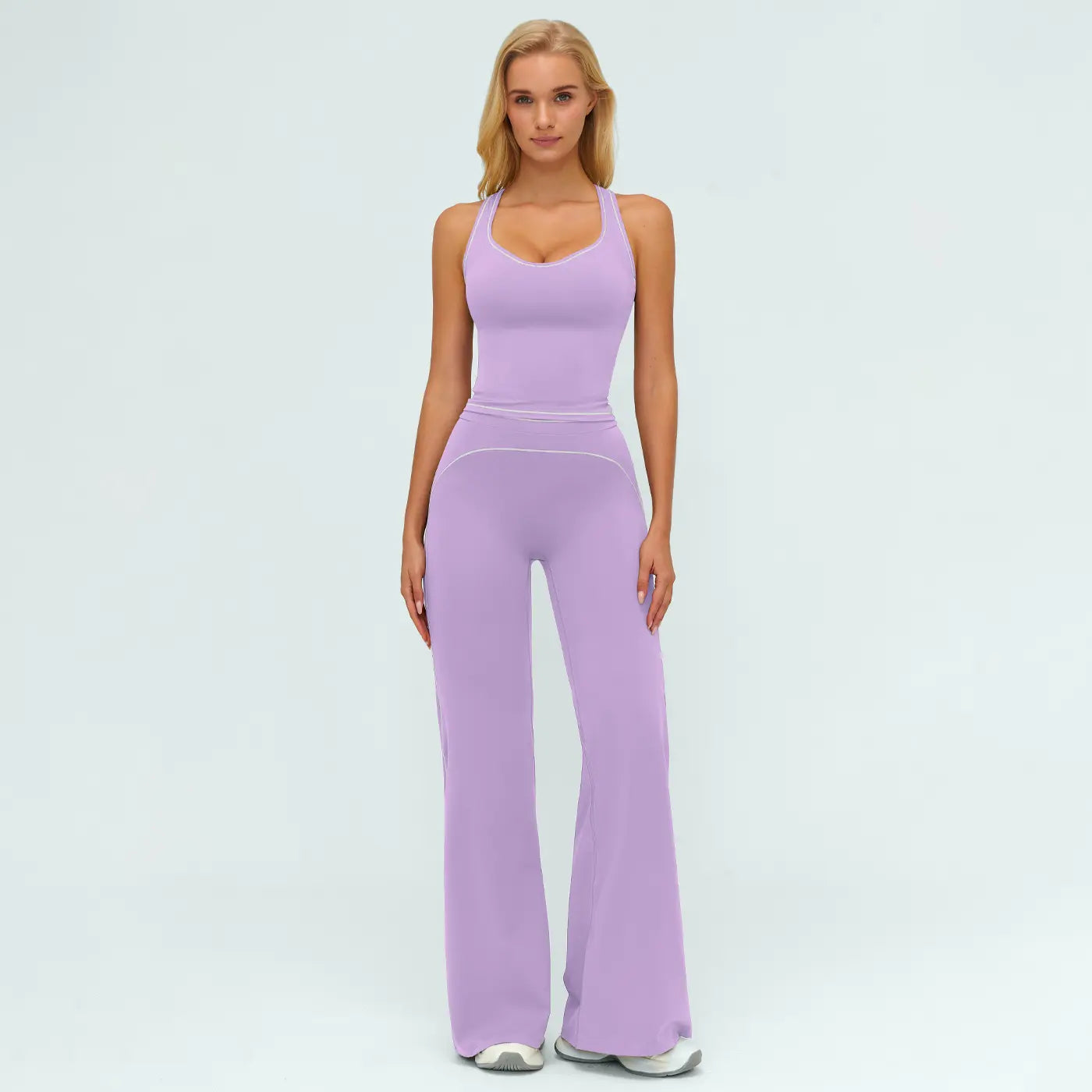 MFVIM Women'S Sporty Tracksuit Set - Casual Two-Piece Athletic Wear, 78% Nylon 22% Spandex, Ideal for Gym & Daily Activities, H-Shaped Back Design, Bell-Bottom Pants