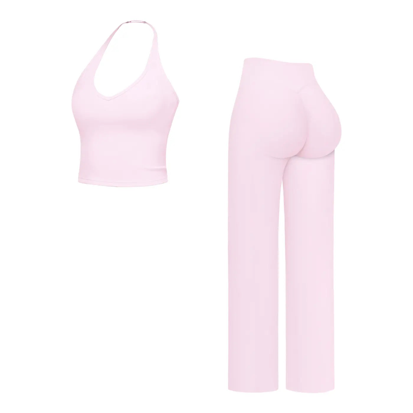 MFVIM Sporty Two-Piece Set Women’S Plain Crop Cami Top & Flare Leg Pants Sports Set, Sporty Casual Comfy Breathable Two-Piece Outfits for Yoga, Gym, Workout, Running, Gym Workout Clothes