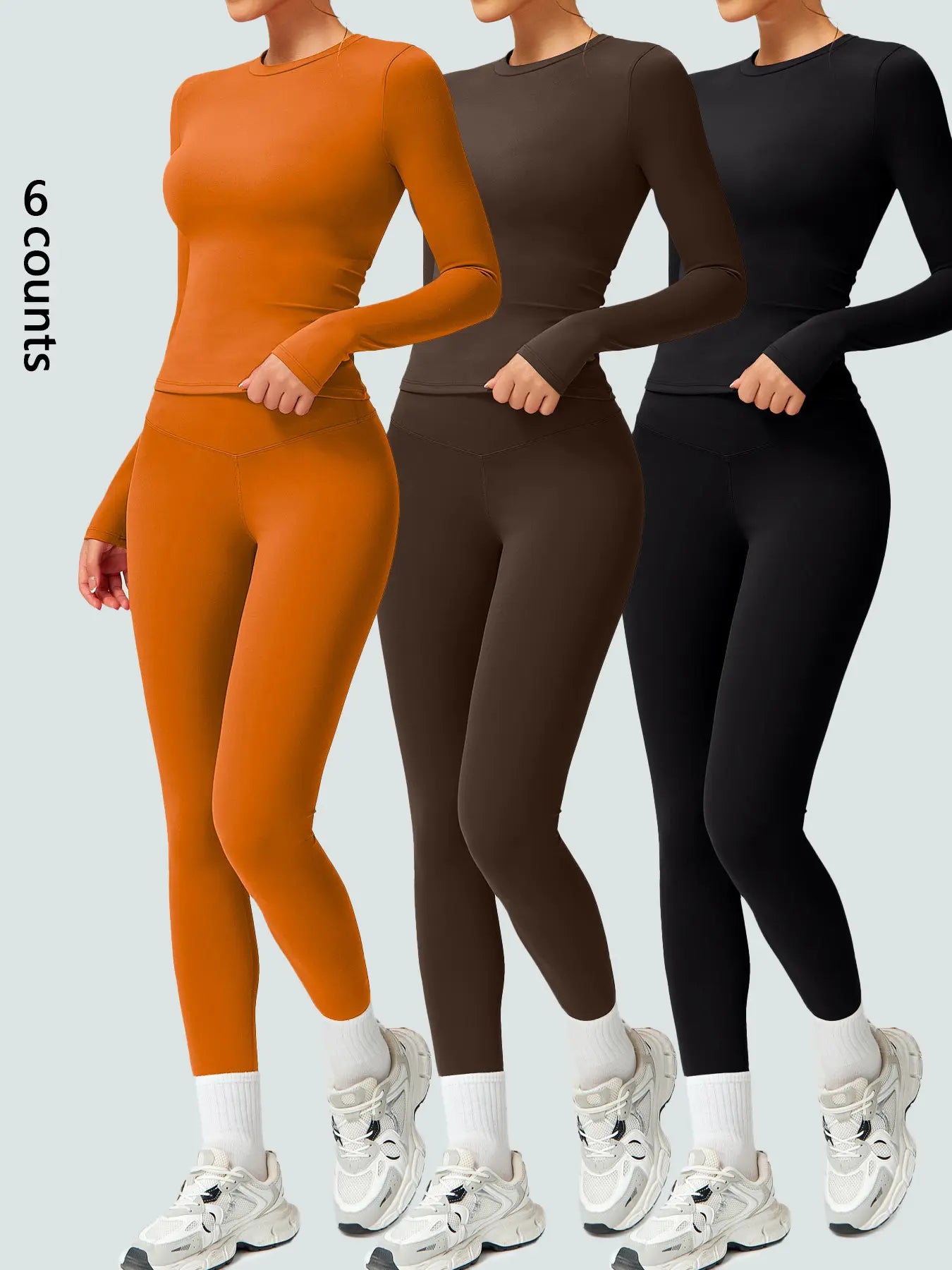 Two-Piece Set Women'S Patchwork High Elastic Soft round Neck Flat Shoulder Long Sleeve Slim Fit Beautiful Hip Tight Pants Yoga Clothes Suit Workout Running Clothes Four Seasons Outdoor Running Cycling Hiking Walking Shopping Fashion Suit Gym