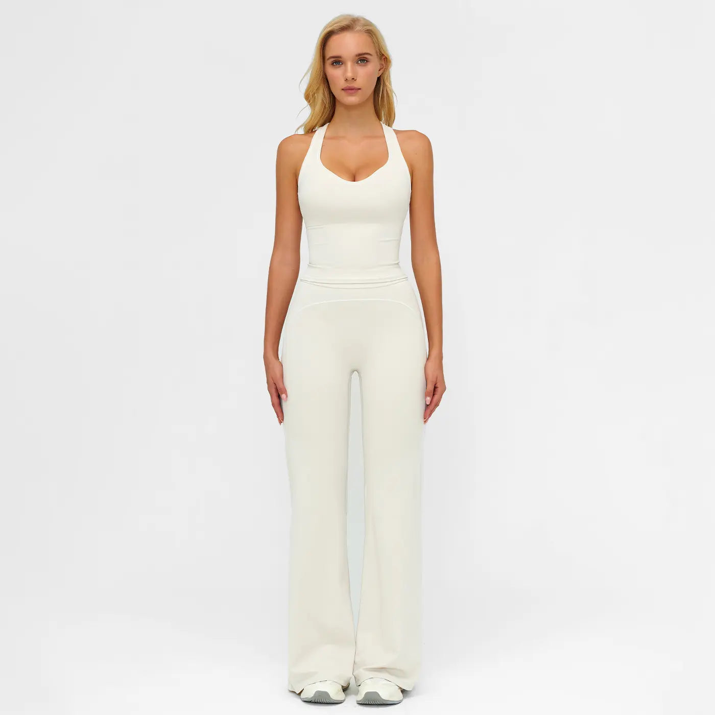 MFVIM Women'S Sporty Tracksuit Set - Casual Two-Piece Athletic Wear, 78% Nylon 22% Spandex, Ideal for Gym & Daily Activities, H-Shaped Back Design, Bell-Bottom Pants